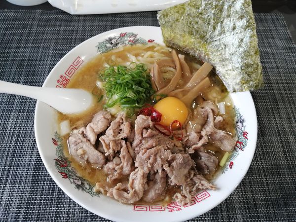 「【限定】肉玉SOBA　平打ちバージョン　950円」@麺丼Dining 夢者の写真