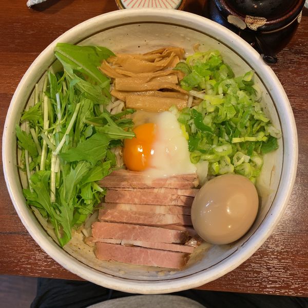 「こってり汁なし（大）850円+煮玉子50円」@麺屋 旬の写真