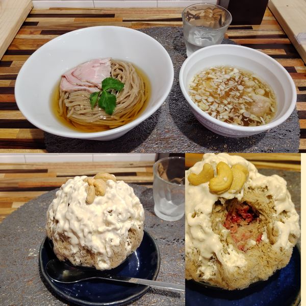 「昆布水つけ麺、スモールかき氷（カシュ・オ・レ）」@雲のきれまの写真
