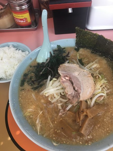 「ネギみそラーメン半ライスセット　970円」@ラーメンショップ 東大室店の写真