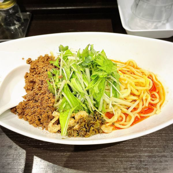 「つゆ無し担担麺（辛さ3、痺れ3）」@四川担担麺 阿吽 キッテグランシェ店の写真