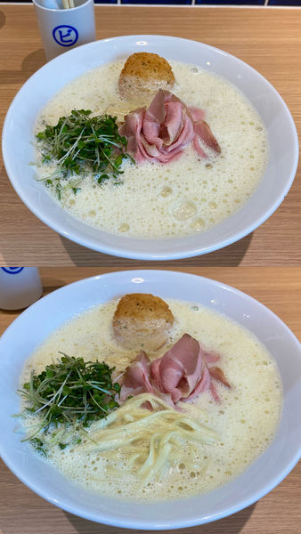 「あさりカルボ¥950＆牡蠣和え玉(ハーフ)¥350」@La Maison du Ramen ビスクの写真