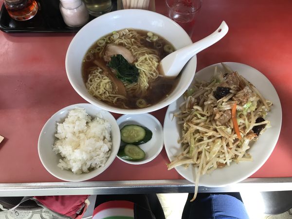 「Aランチ(ラーメン、野菜炒め、半ライス)」@中華料理 のざき軒の写真