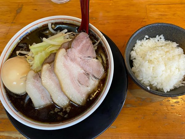 「味玉もやし（小）チャーシュー増し＋マー油TP＋小ご飯」@麺屋 登夢道 茅ヶ崎本店の写真