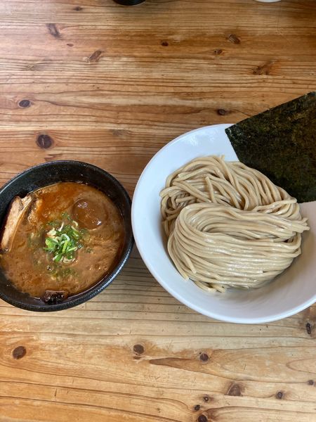 「海老つけ麺　卵、肉　(1200円)」@らーめん いつ樹 本店の写真