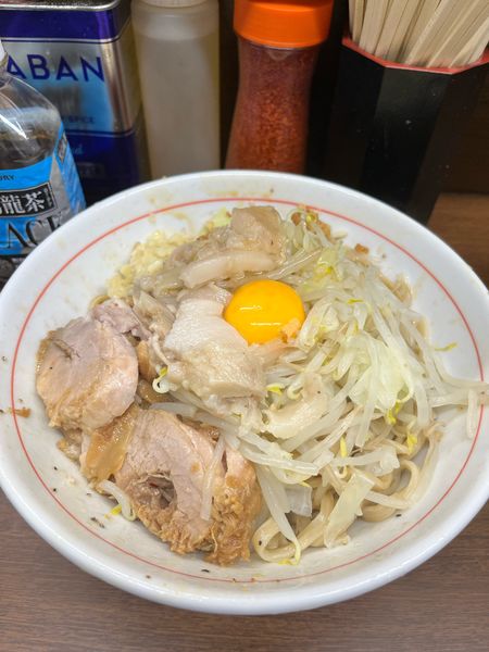 「小汁なし　ニンニク、アブラ、カラメ」@ラーメン二郎 横浜関内店の写真
