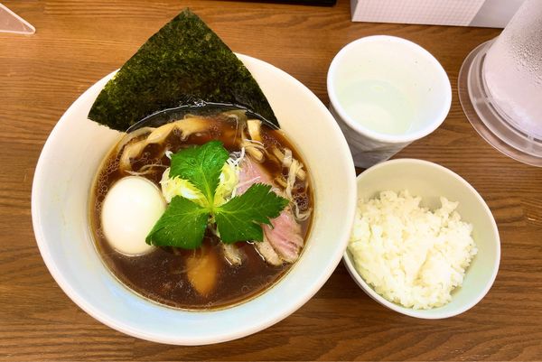 「鶏清湯らーめん with追加鴨チャー & 小ライス」@麺家 本倉の写真