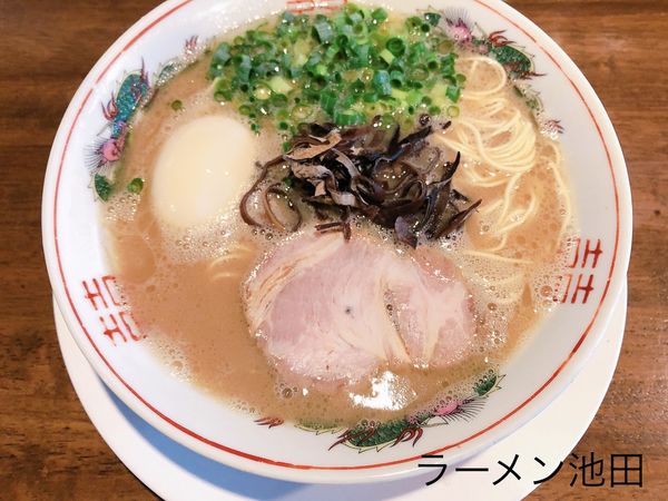 「豚骨らーめん（850円）、味玉（120円）」@ラーメン池田の写真