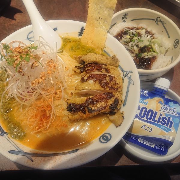 「【限定】クーリッシュカレー麺(大盛)1100円黒飴飯200円」@麺屋武蔵 武骨外伝の写真