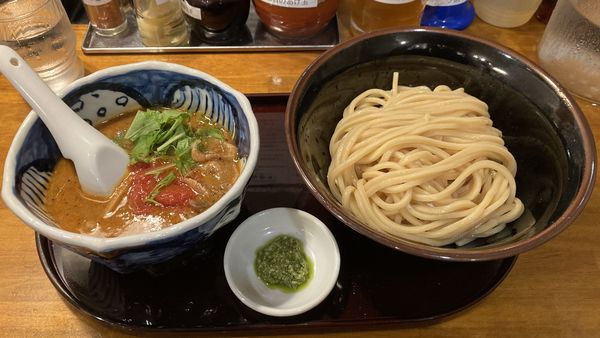 「海老とトマトの味噌つけ麺」@つけ麺 紅葉の写真