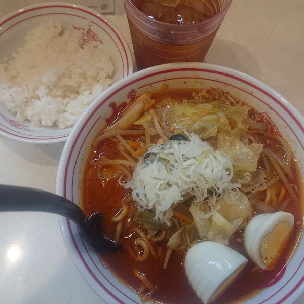 「北極やさい950円、半ライス130円、クーポン烏龍茶」@蒙古タンメン中本 秦野店の写真