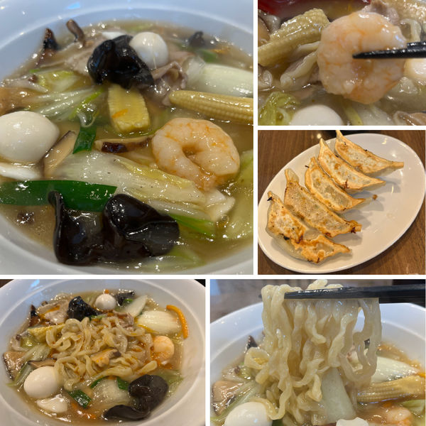 「熱々五目あんかけタンメン980円餃子350円」@湯菜坊の写真