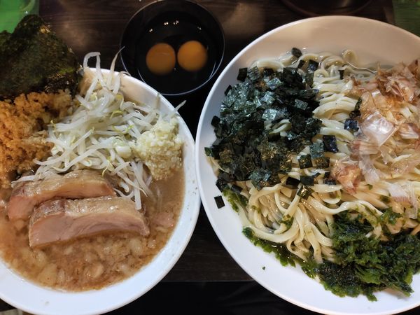 「【限定】昆布水つけ麺大1350円(800g)+あおさ100円」@豚星。の写真