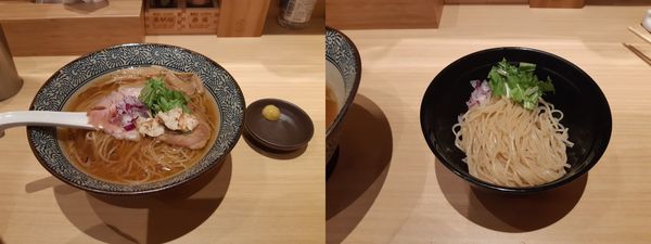 「金目塩そば 850円+替え玉」@地鶏と蟹 中華そば 榊の写真