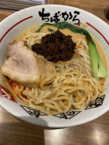 「限定 伝説の坦々麺+豚追加+チーズ炙りご飯 1050+200」@ちばから 蒲田店の写真