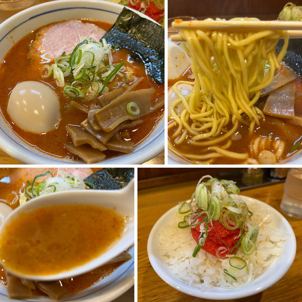 「辛味味玉ラーメン 1150円 明太子ご飯 300円」@麺屋はし本の写真