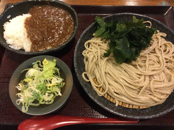 「もりそば+和出汁カレー・小（￥380+250）」@嵯峨谷 神保町店の写真