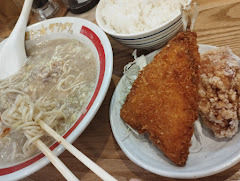 「タンメン(3辛)(549)+アジフライセット(330)」@オカモトタンメン 横浜青木橋店の写真