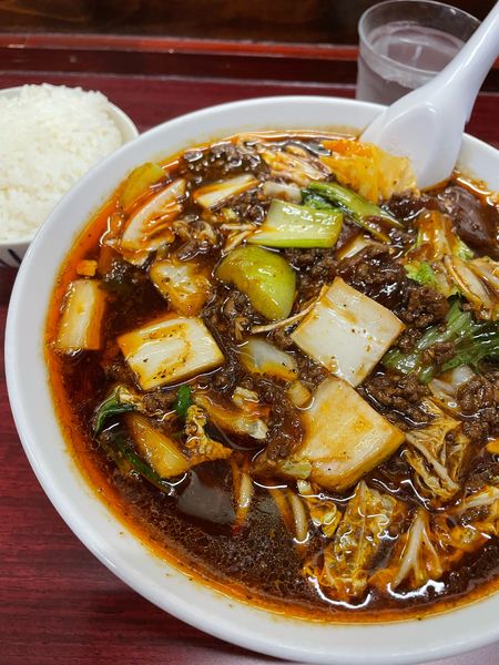 「限定 辛味ソバ 小ライス」@鶏こく中華 すず喜の写真