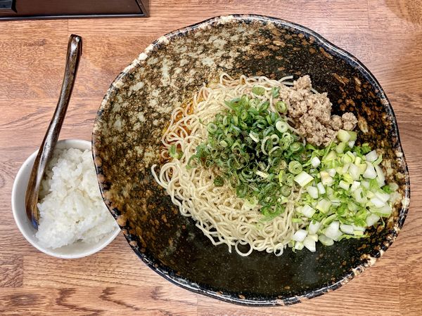 「汁なし担々麺 大盛 ２辛 ＋ セロリ ＋ 半ライス」@汁なし担担麺専門 キング軒 中野店の写真