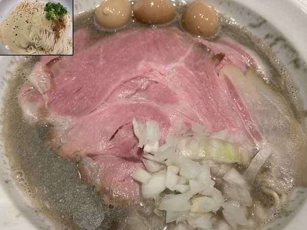 「境港産煮干蕎麦(*1)＋うずら＋浅利の和え玉」@NIBOSHIMANIAの写真