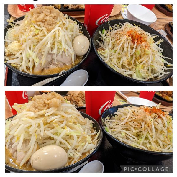 「味噌ラーメンドリンクセット(野菜トリプル油ニンニク)＋味玉」@ジャンクガレッジ イオン北戸田店の写真
