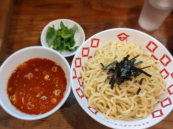 「辛つけ麺大ゆず三つ葉」@煮干しらーめん 玉五郎 黒門店の写真