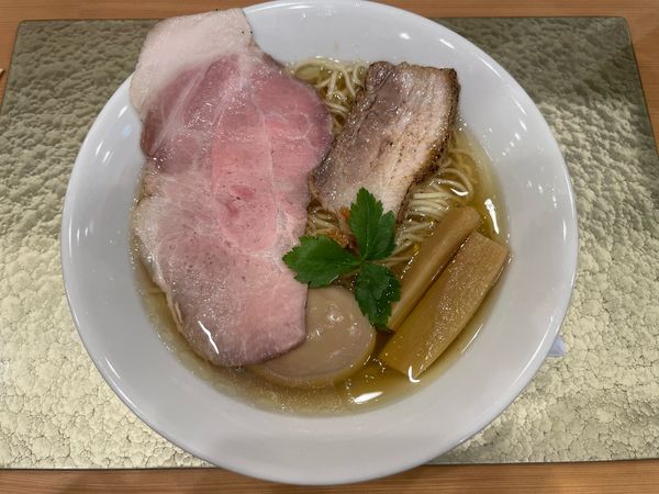 「黄金貝らーめん(¥890)味玉(サービス)」@なにわ麺次郎の写真