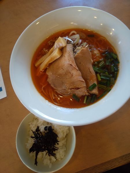 「ピリ辛な濃密中華そば(ご飯割付・中)980円」@㐂九八～エキチカ～の写真