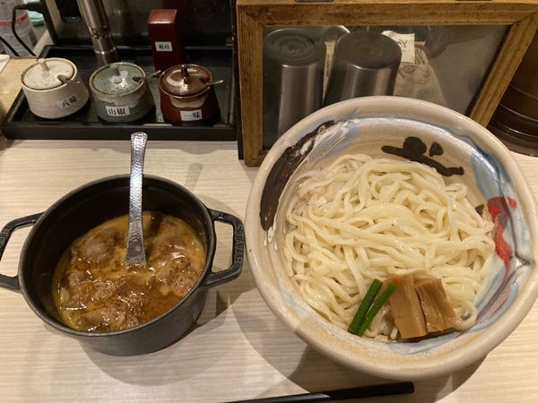 「もつカレーつけ麺（〆のご飯付き）¥1000」@鷄魚介 ほそ道の写真