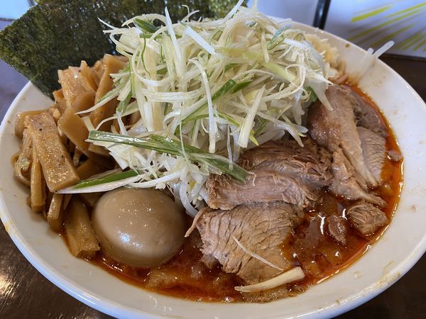 「小つけ味ラーメン＋味玉、のり、ネギ、メンマ」@麺屋 歩夢の写真