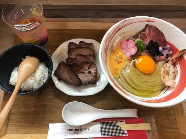「ETM大盛り(追いめし付き)＋吊るし焼き(試作)」@えびそば 緋彩の写真