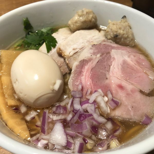 「特製、貝と牛の中華そば(醤油・大盛)」@貝そばもぉむの写真