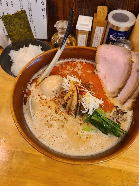 「担々麺+味玉+自家製チャーシュー(2枚)+ご飯小」@担々麺 麺山椒の写真