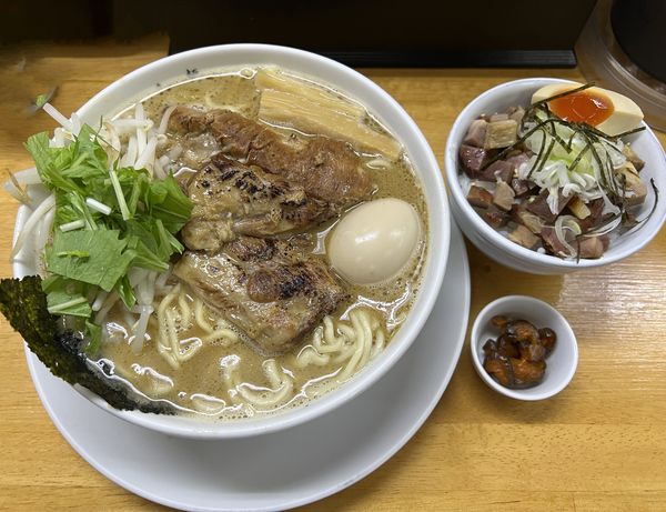 「軟骨えびそばセット+白エビかえししゅうまい」@麺屋 白神の写真