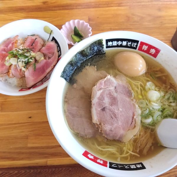 「Cセット1050円、味玉100円」@地鶏中華そば 祥秀の写真