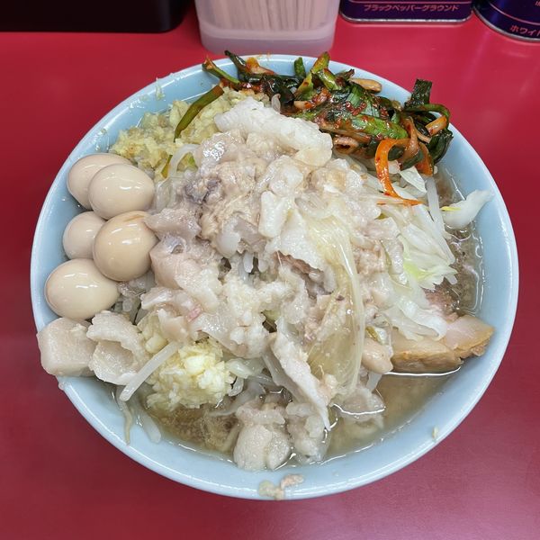 「小ラーメン　にらだれ　味付きうずら」@ラーメン二郎 中山駅前店の写真