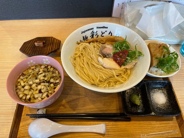 「昆布出汁の濃厚つけ麺➕角煮丼」@らぁ麺 彩どりの写真