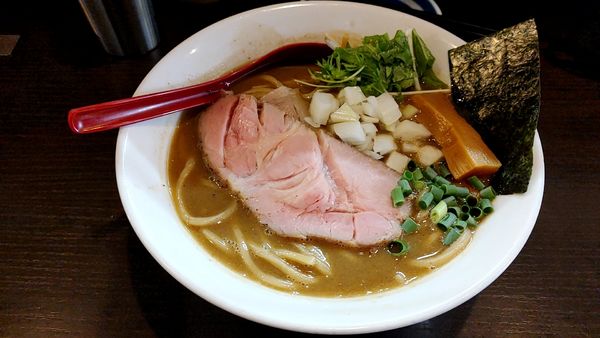 「豚骨煮干し＋限定明太子和え玉」@麺処 夏海の写真