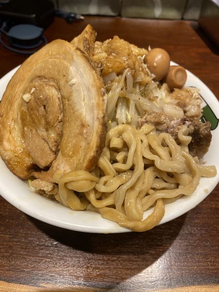 「雷そば並+雷増し 950+400」@ラーメン 雷 東京本丸店の写真
