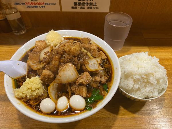 「スタ満ソバ  具増し  ライス  まさお」@元祖スタミナ満点らーめんすず鬼 赤坂店の写真