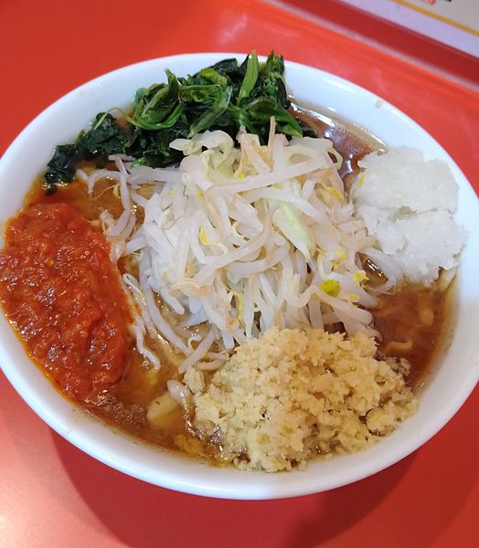 「らーめんミニ+ほうれん草､玉葱､生姜､🍅」@麺屋 桐龍 久喜店の写真