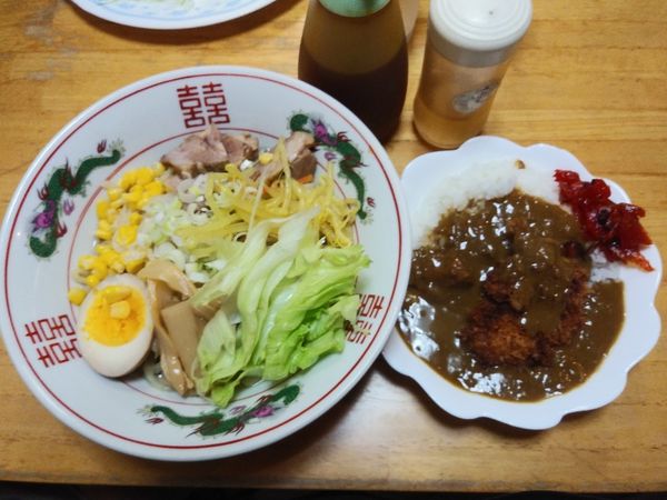「油そば+ミニカレー　500円300円」@とんかつ かつ一の写真