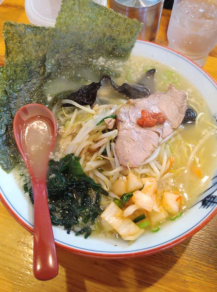 「塩ラーメン+野菜」@椿 ラーメンショップ 木立店の写真