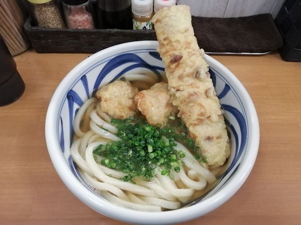 「とりちくわ天 うどん 温 500グラム 850円」@麺匠 釜善の写真