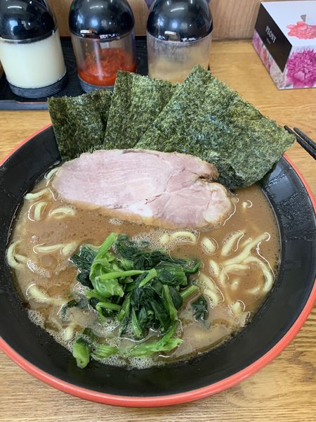 「ラーメン780円　硬め普通、普通とライス」@麺家 紫極の写真
