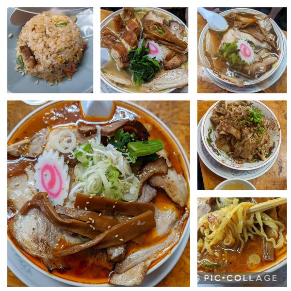 「ピリ辛生姜味噌チャーシュー麺＋半チャーハン等」@かし亀の写真