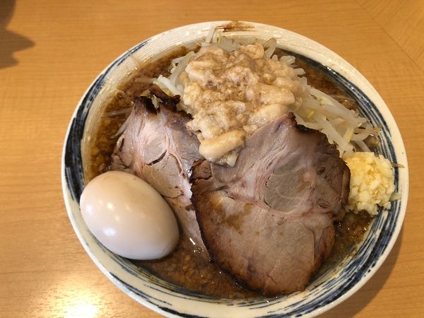「豚ラーメンミニ麺味玉子」@阿佐谷らーめん酒房 萬の写真
