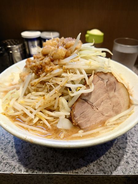 「塩ラーメン大盛り　野菜マシ　ニンニク  アブラ」@ラーメン宮郎の写真