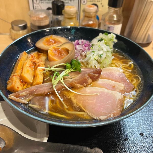 「【限定】丹波黒鶏の地鶏そば」@つけ麺 たけもとの写真